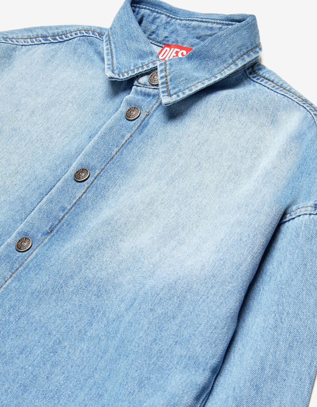 Boys Oval D Back Logo Denim Shirt in Blue