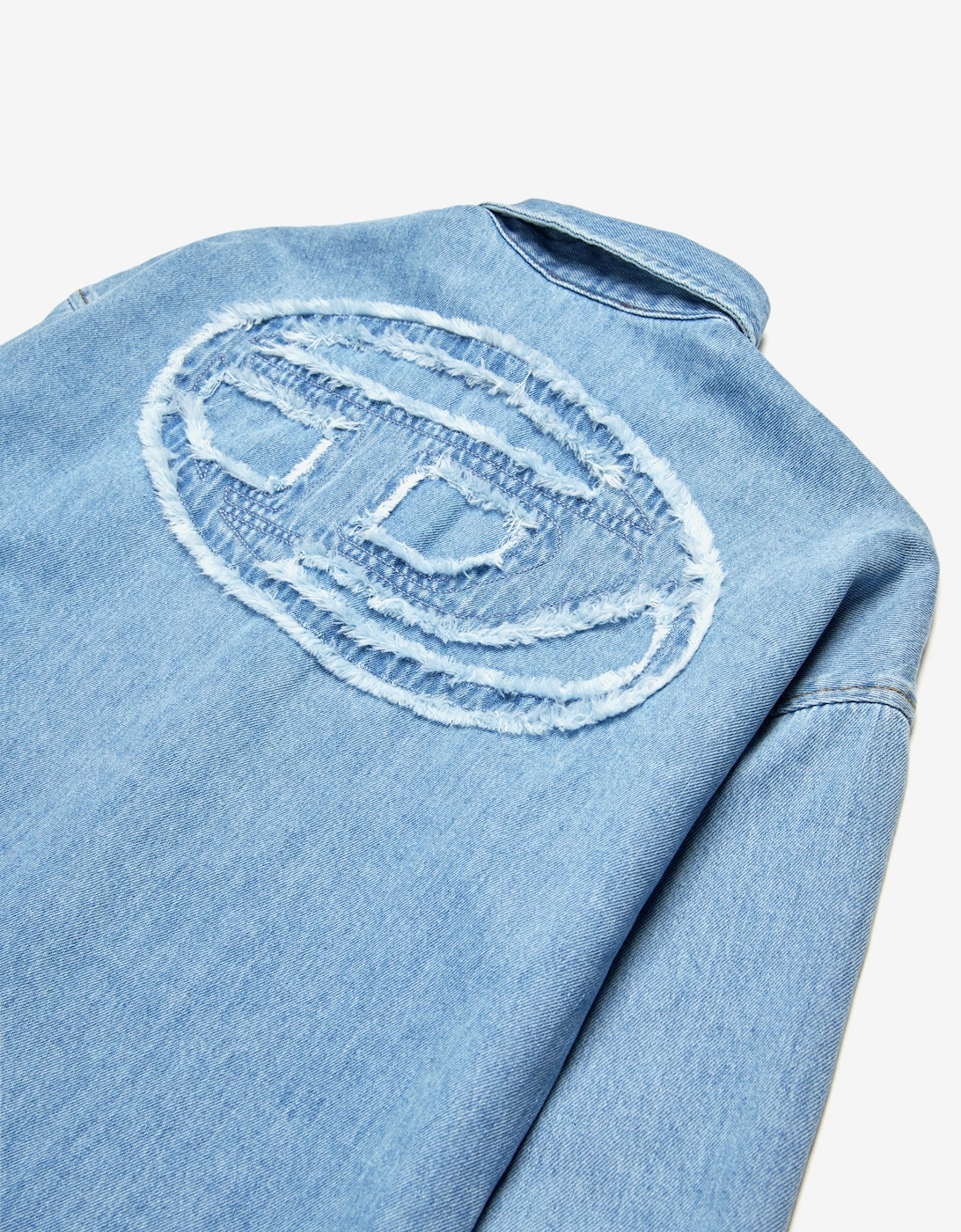 Boys Oval D Back Logo Denim Shirt in Blue