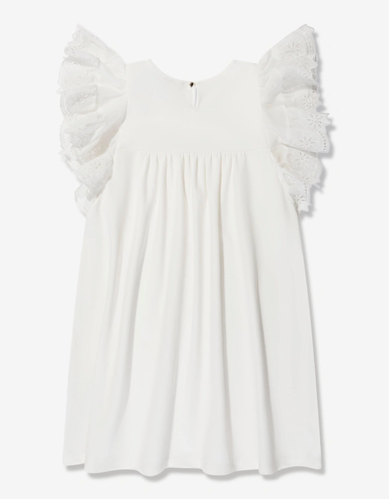 Girls Ruffle Dress in White
