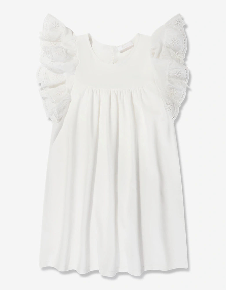 Girls Ruffle Dress in White