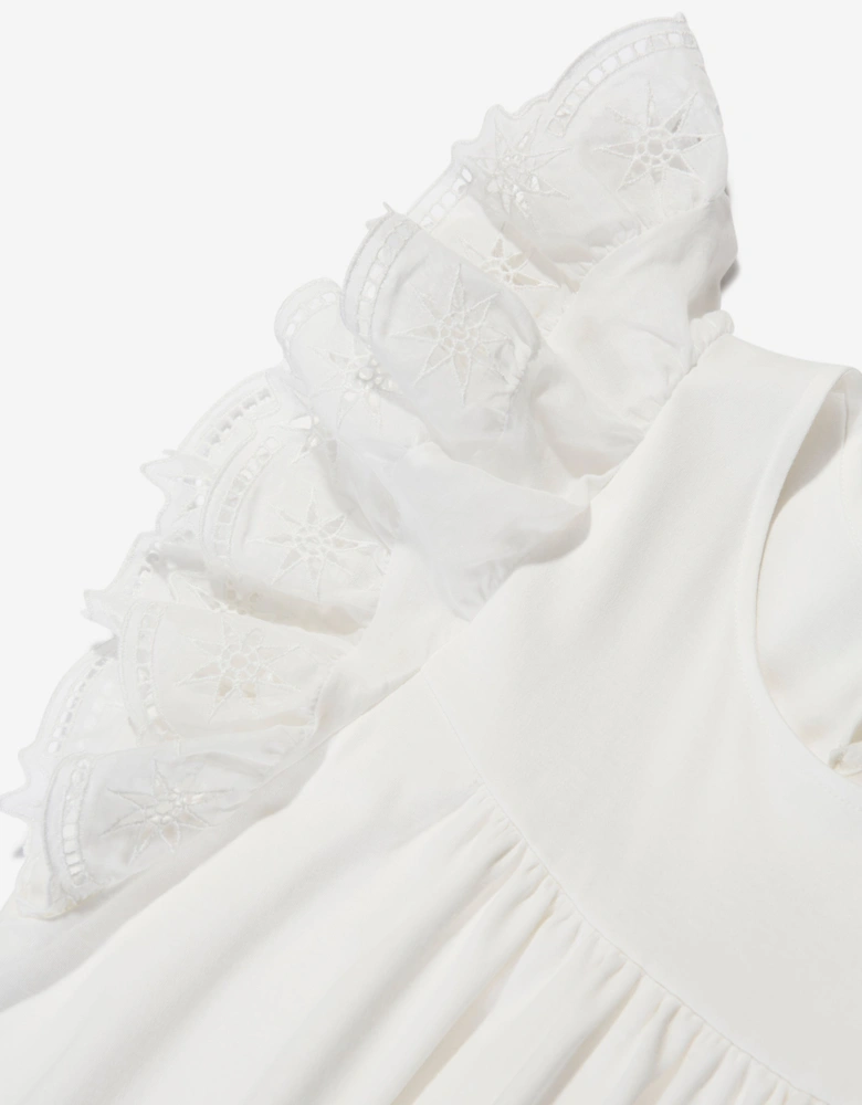 Girls Ruffle Dress in White
