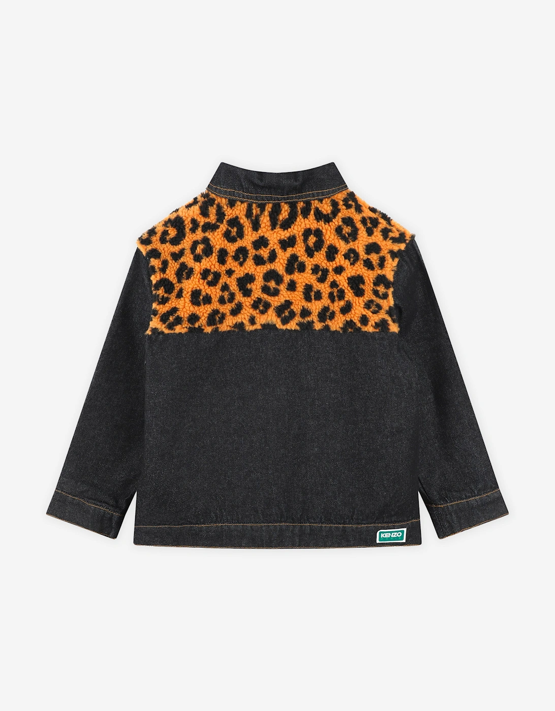 Kids Leopard Denim Jacket in Black