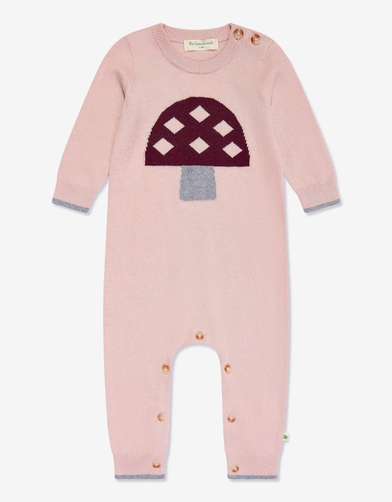 Baby Girls Sorrel Mushroom Knit Romper in Pink