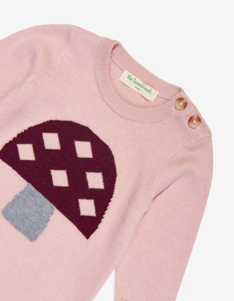Baby Girls Sorrel Mushroom Knit Romper in Pink