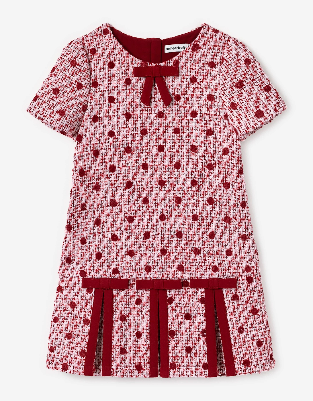 Girls Polka Dot Boucle Dress in Red, 5 of 4