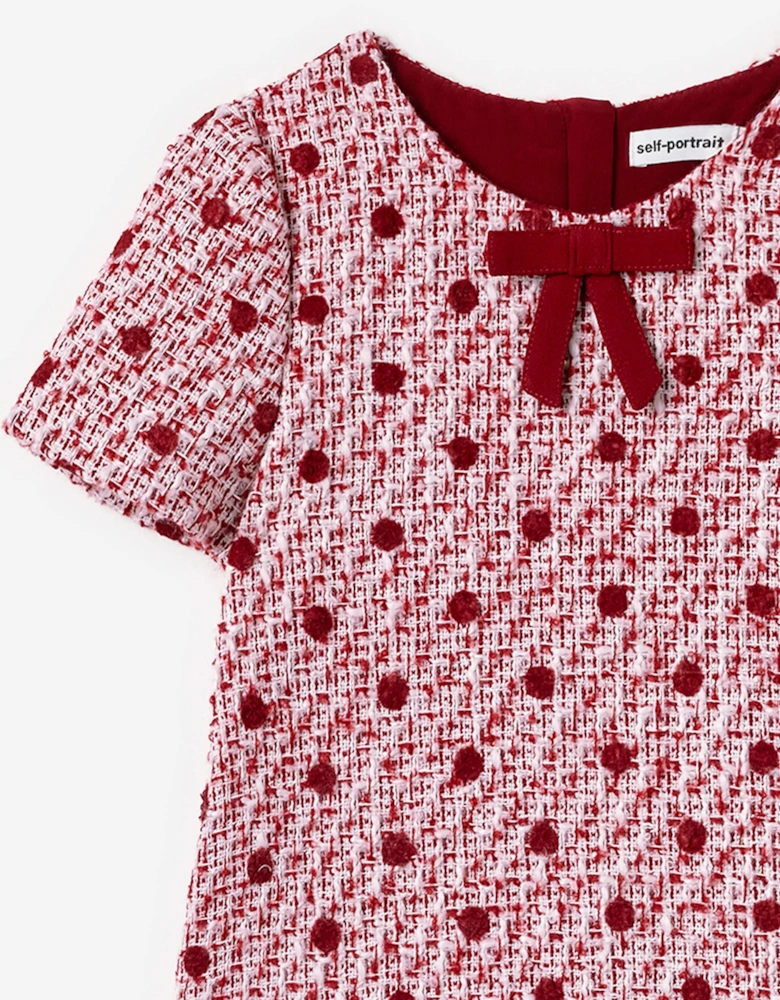 Girls Polka Dot Boucle Dress in Red