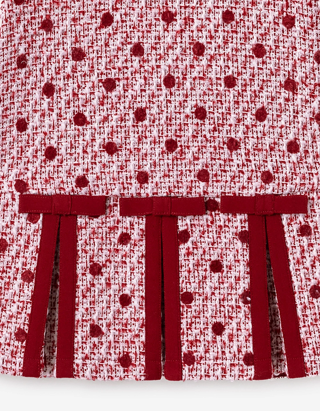 Girls Polka Dot Boucle Dress in Red