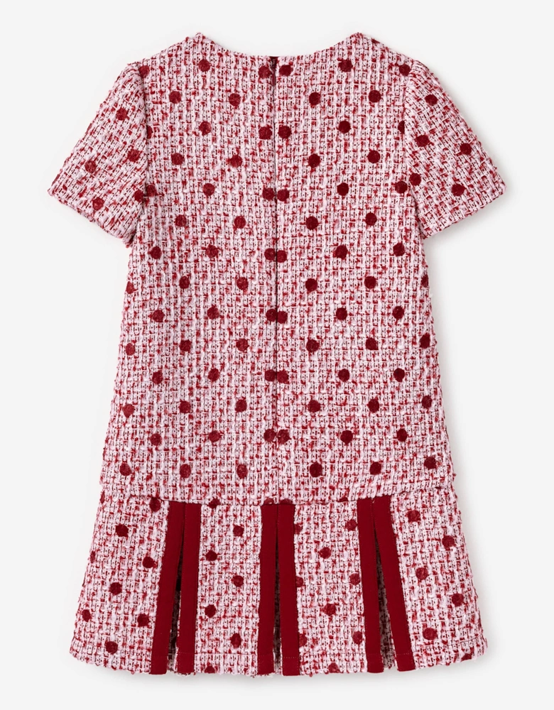 Girls Polka Dot Boucle Dress in Red
