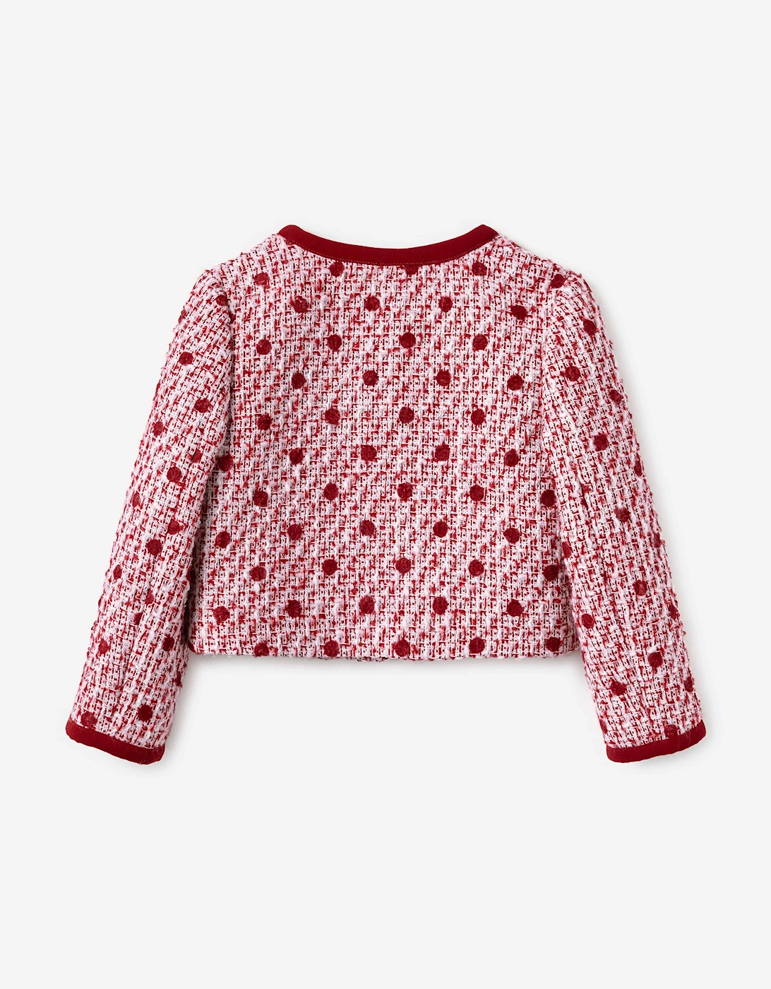 Girls Polka Dot Boucle Jacket in Red