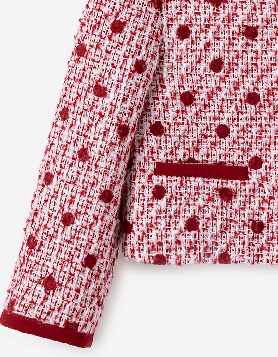 Girls Polka Dot Boucle Jacket in Red