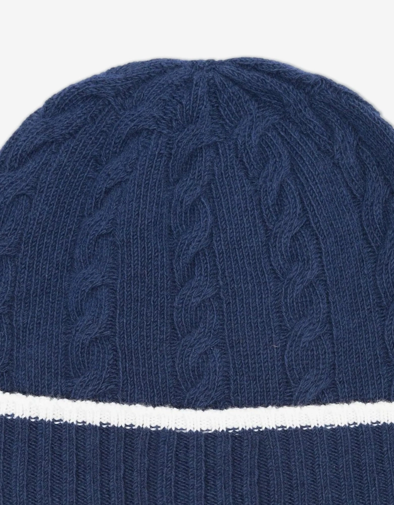 Kids Cable Knit Beanie Hat in Navy