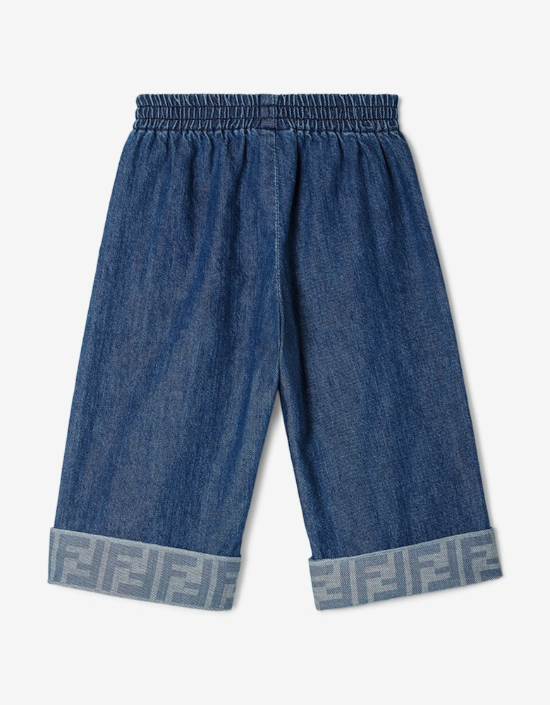 Baby Denim Wide Leg FF Logo Jeans in Blue