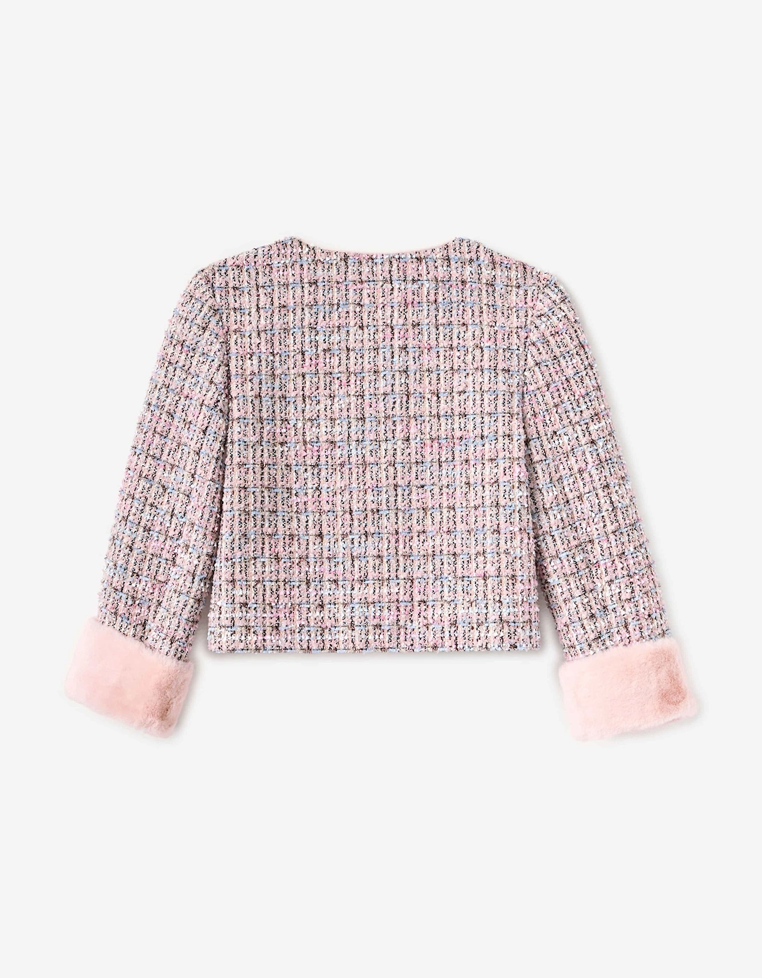Girls Boucle Fur Jacket in Pink