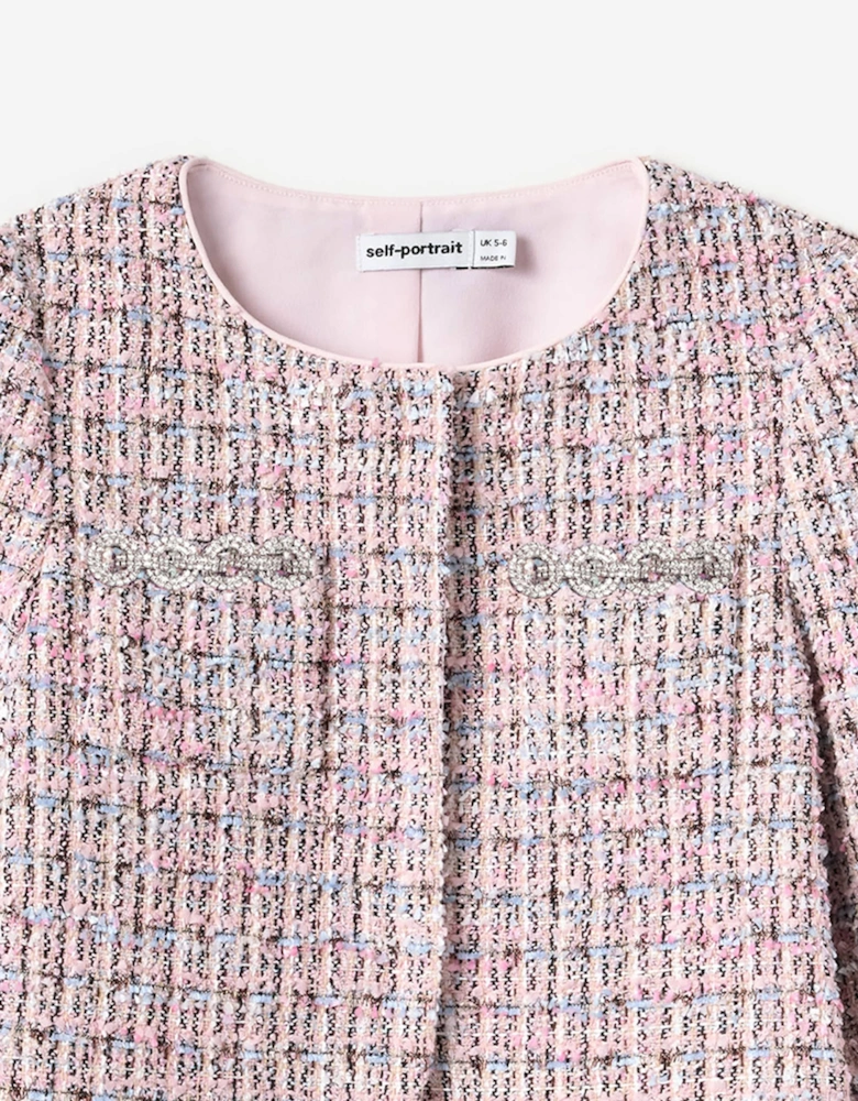 Girls Boucle Fur Jacket in Pink