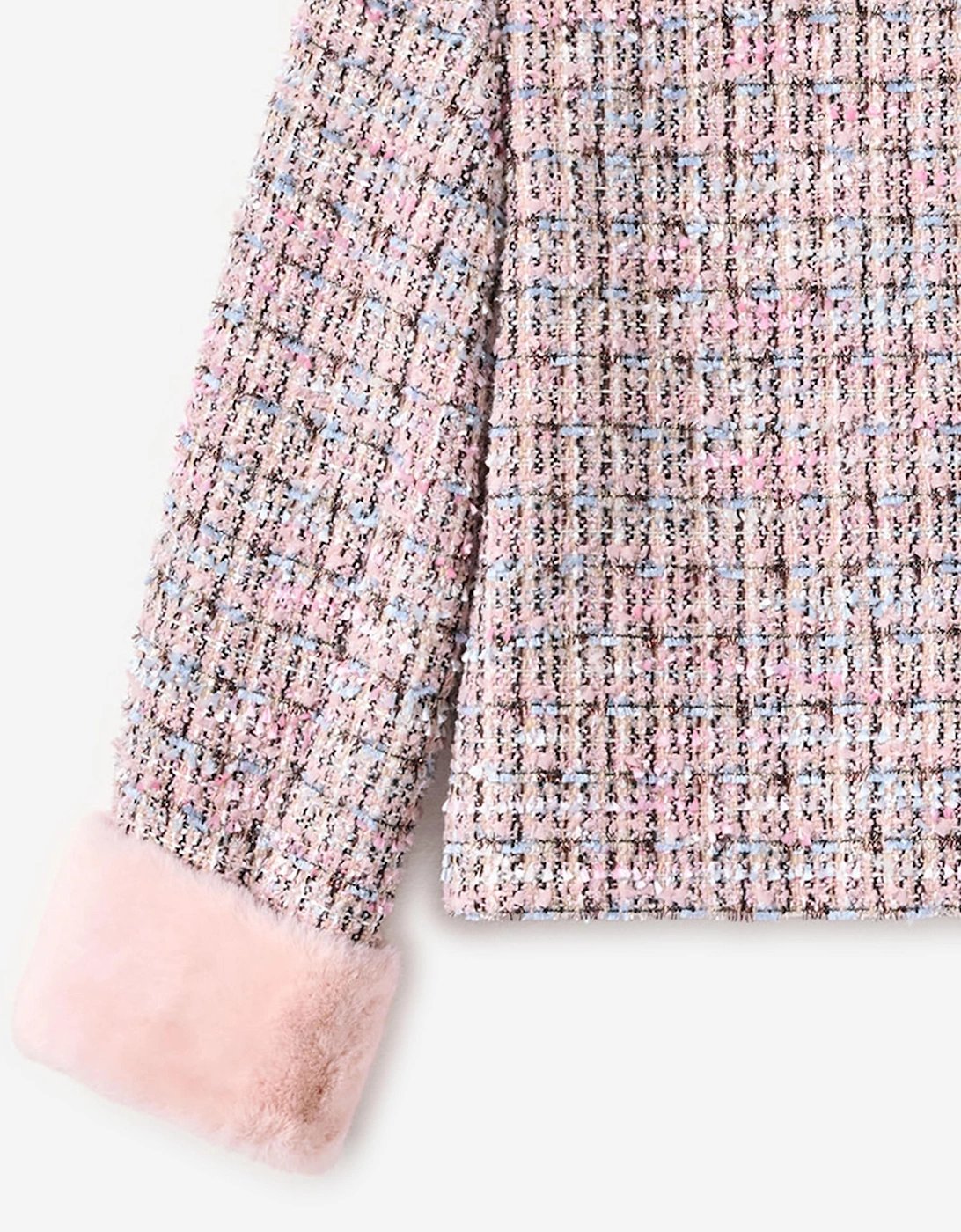 Girls Boucle Fur Jacket in Pink