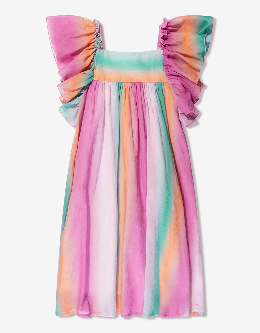 Girls Crepe Rainbow Dress in Multicolour