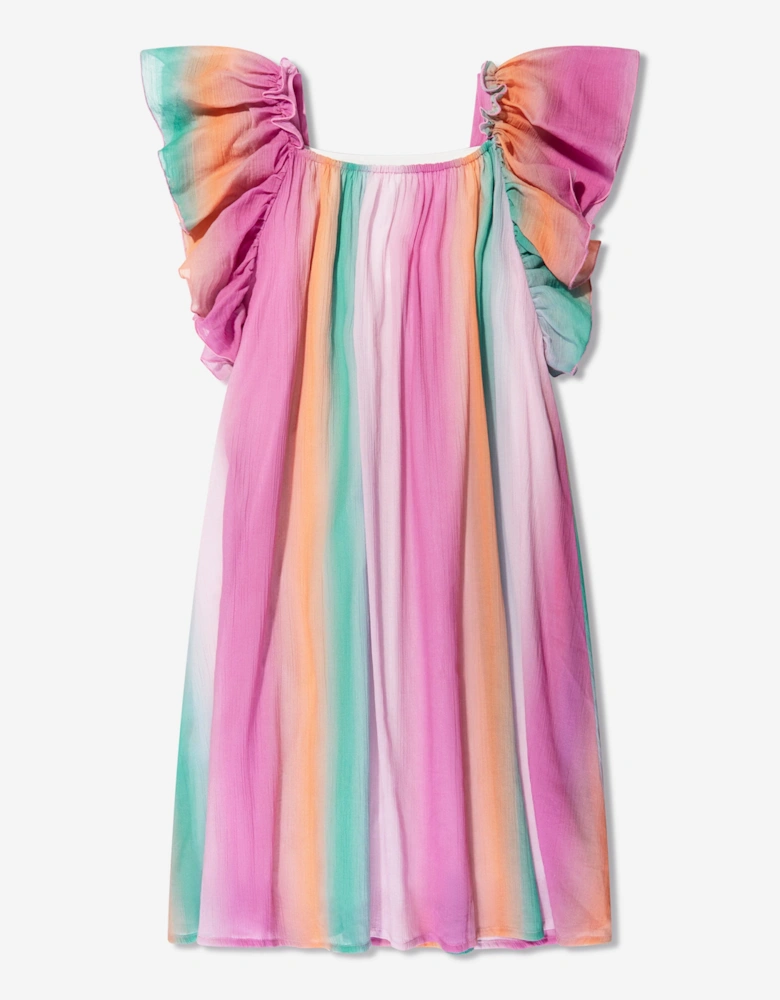 Girls Crepe Rainbow Dress in Multicolour