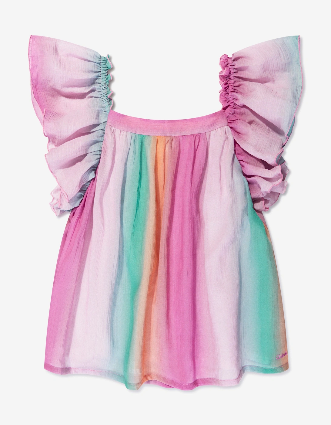 Girls Rainbow Ruffle Blouse in Multicolour