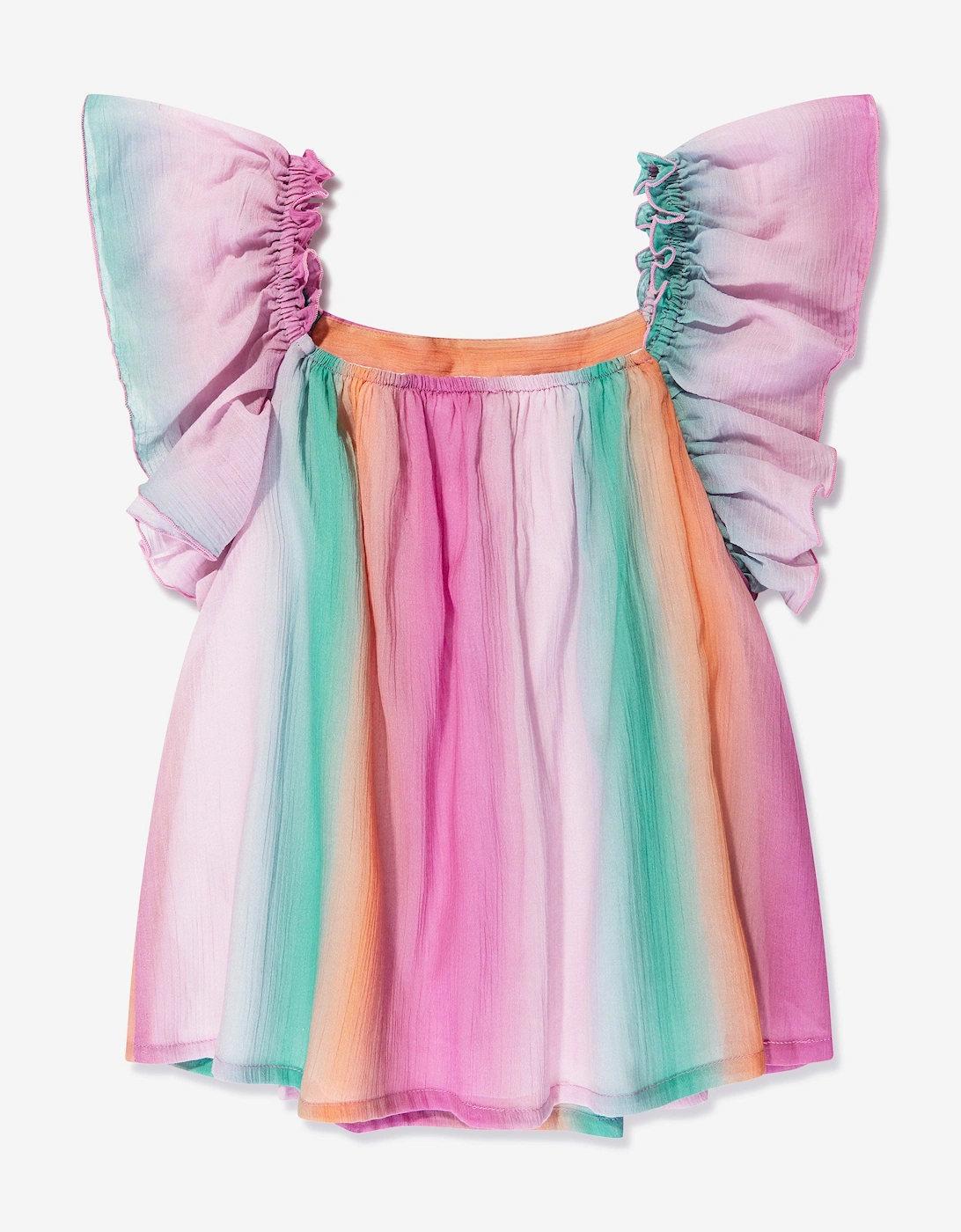 Girls Rainbow Ruffle Blouse in Multicolour