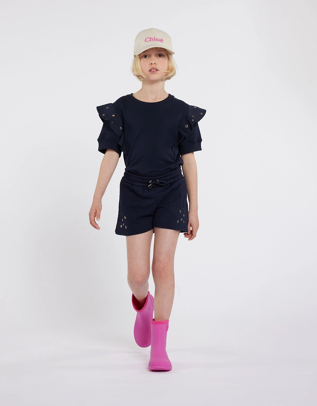Girls Linen Shorts in Navy, 6 of 5