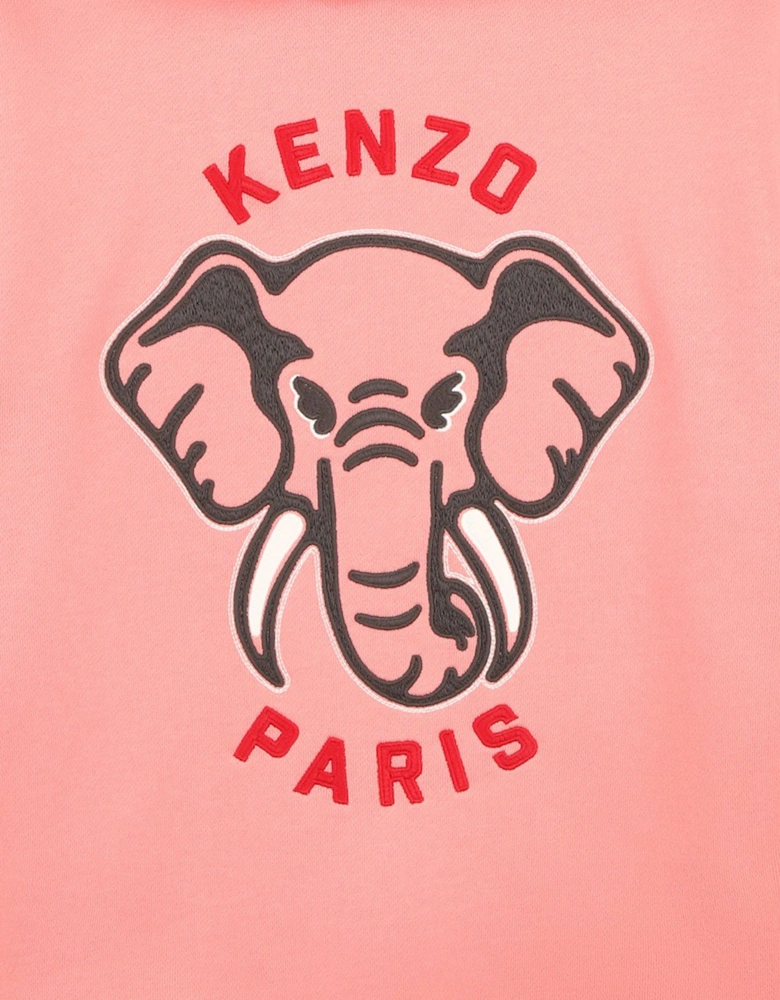 Girls Elephant Hooded Sweater Dress in Pink