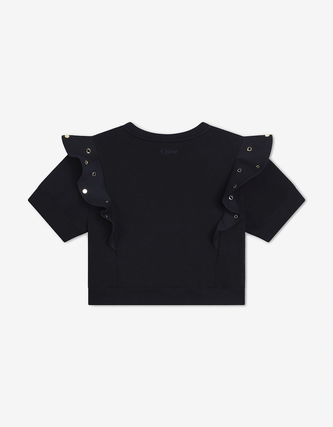 Girls Ruffle Sweatshirt in Navy