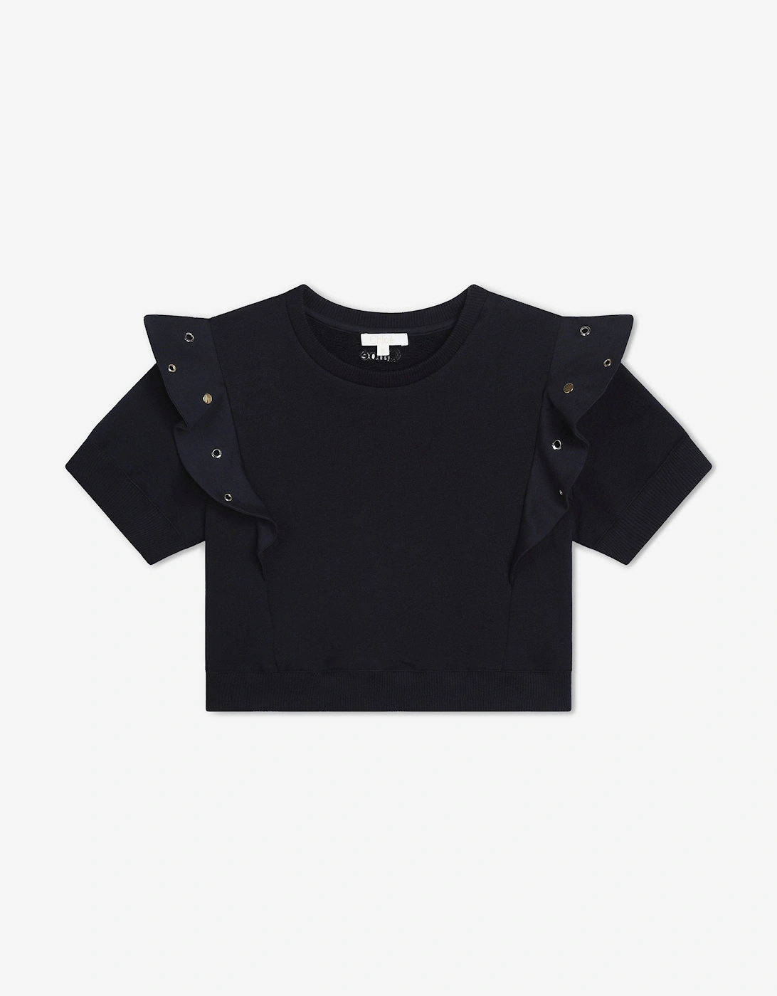 Girls Ruffle Sweatshirt in Navy, 6 of 5