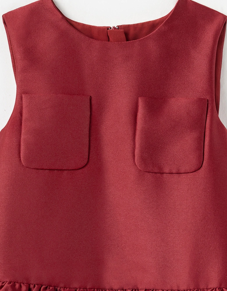 Girls Taffeta Dress in Red