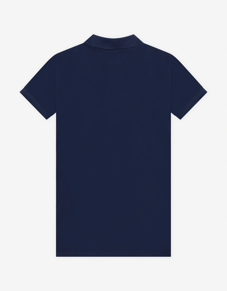 Girls Boke Flower Polo Dress in Navy