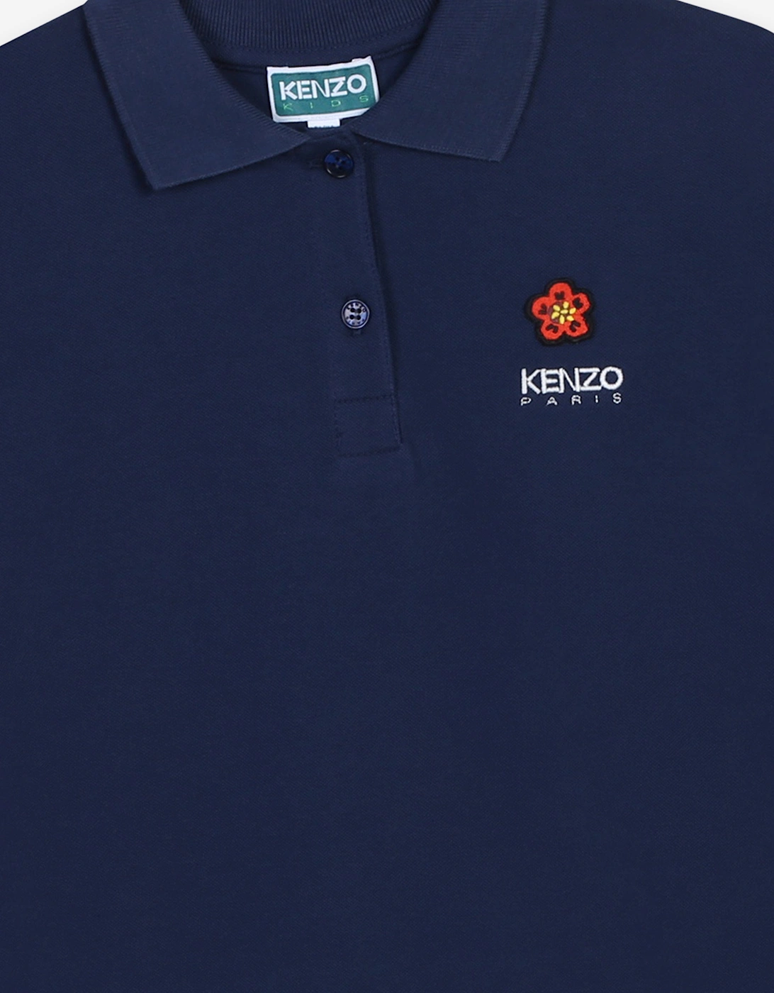 Girls Boke Flower Polo Dress in Navy