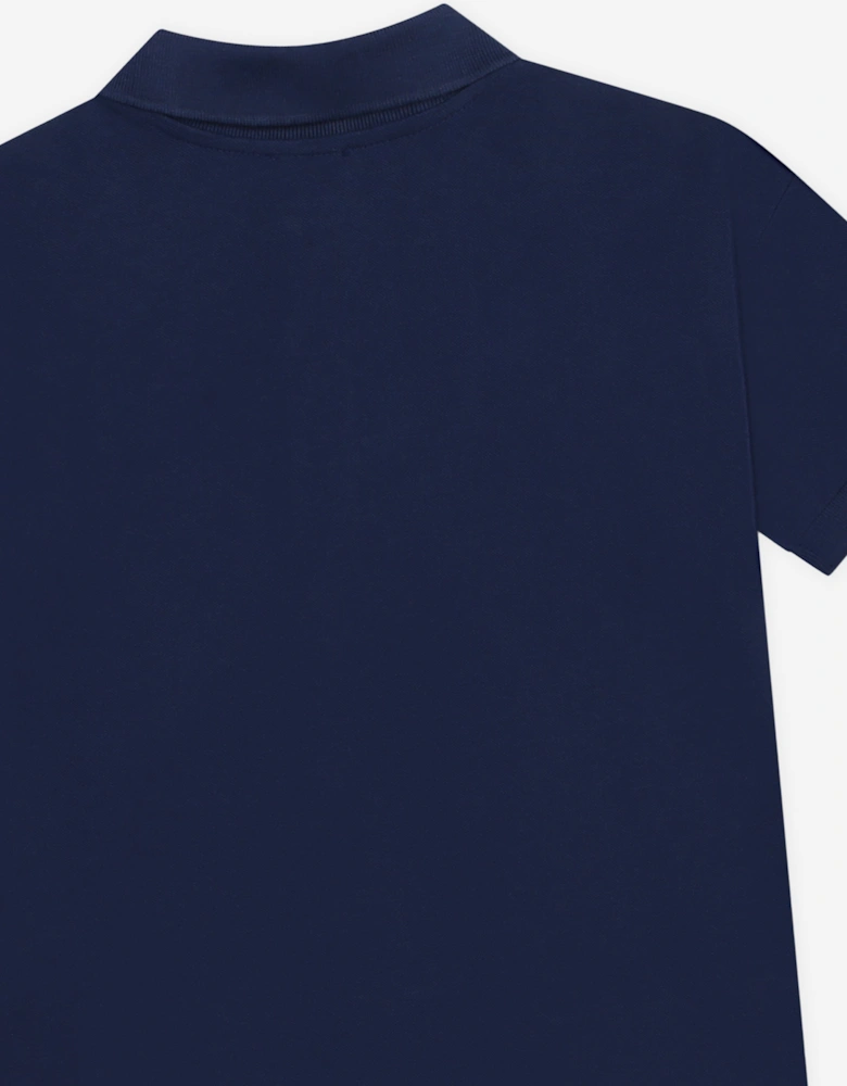 Girls Boke Flower Polo Dress in Navy