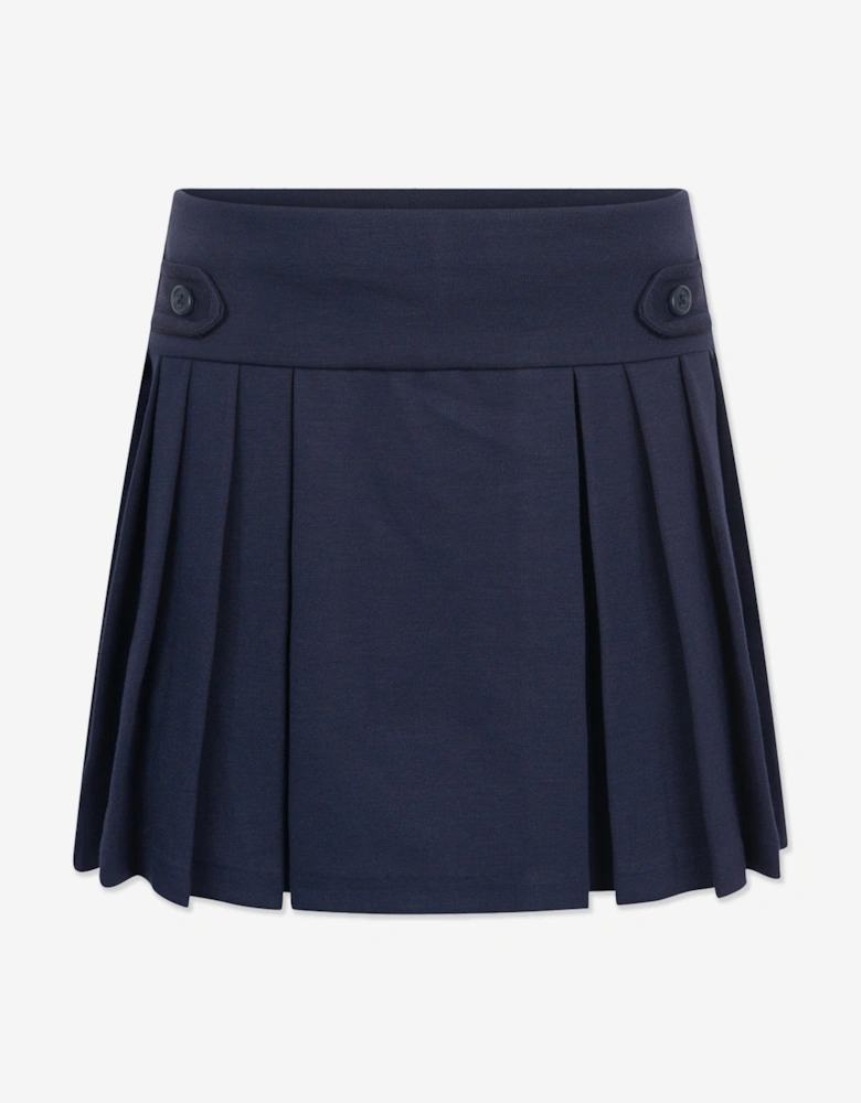 Girls Pleated Jersey Skort in Navy