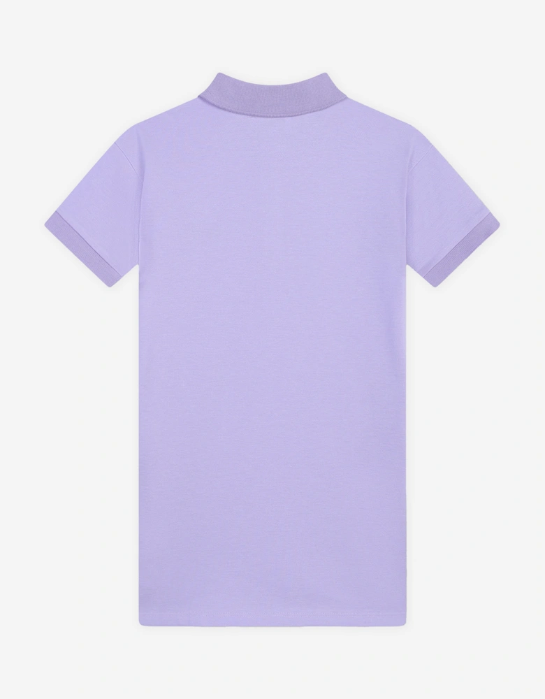 Girls Boke Flower Polo Dress in Purple