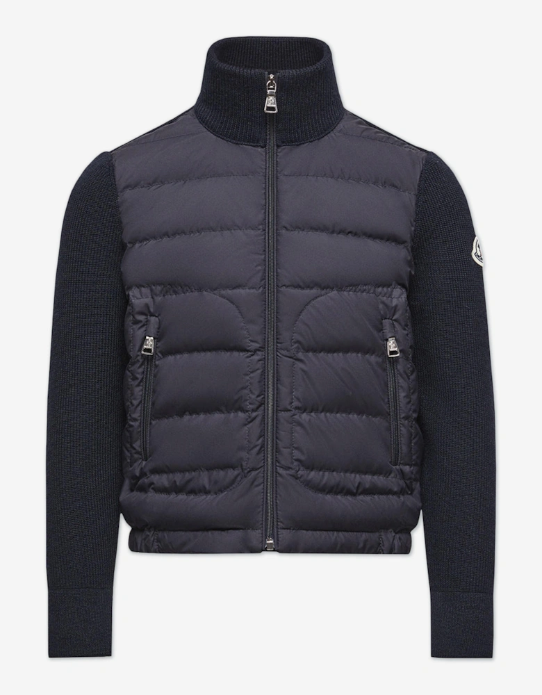 Boys Down Padded Zip Up Cardigan in Navy