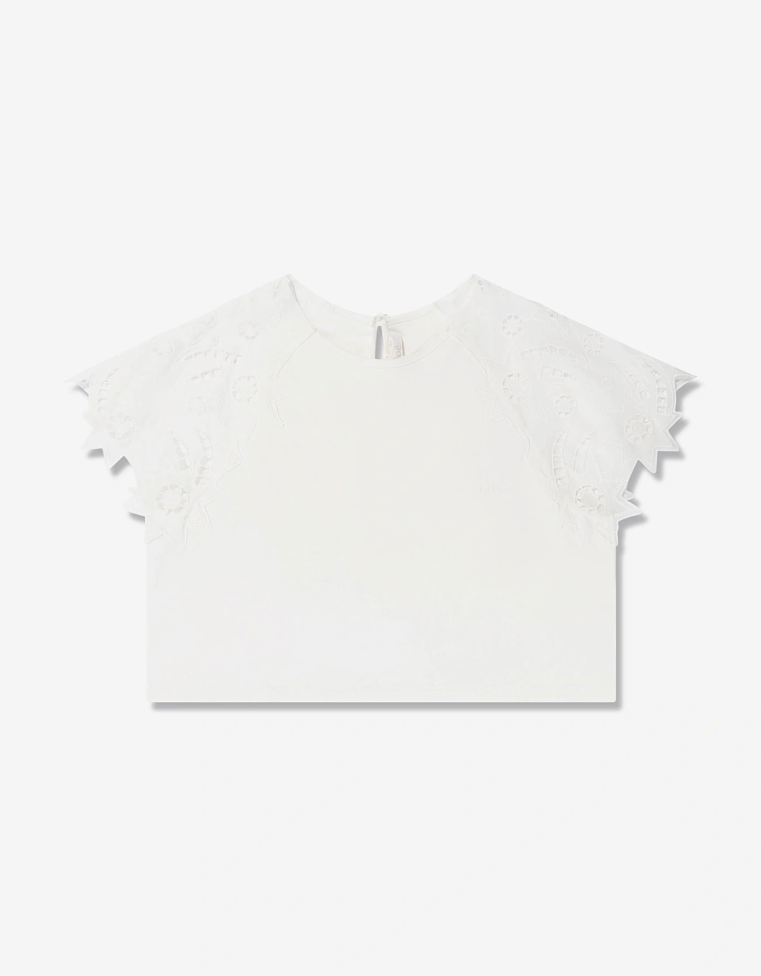 Girls Lace Sleeve T-Shirt in White