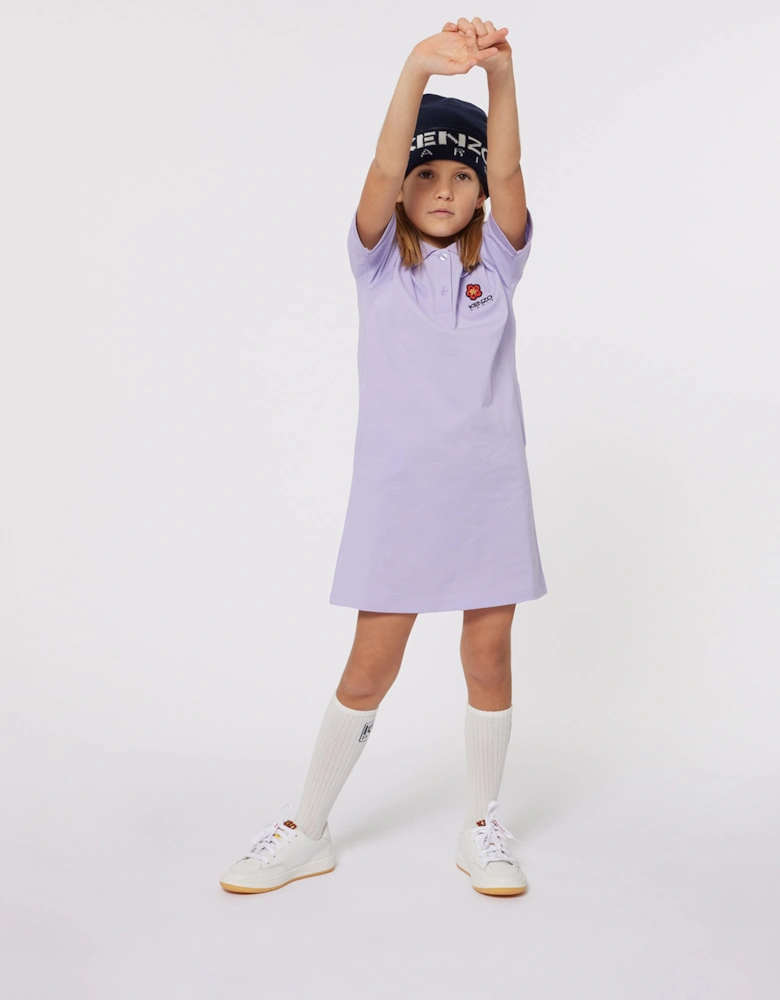 Girls Boke Flower Polo Dress in Purple