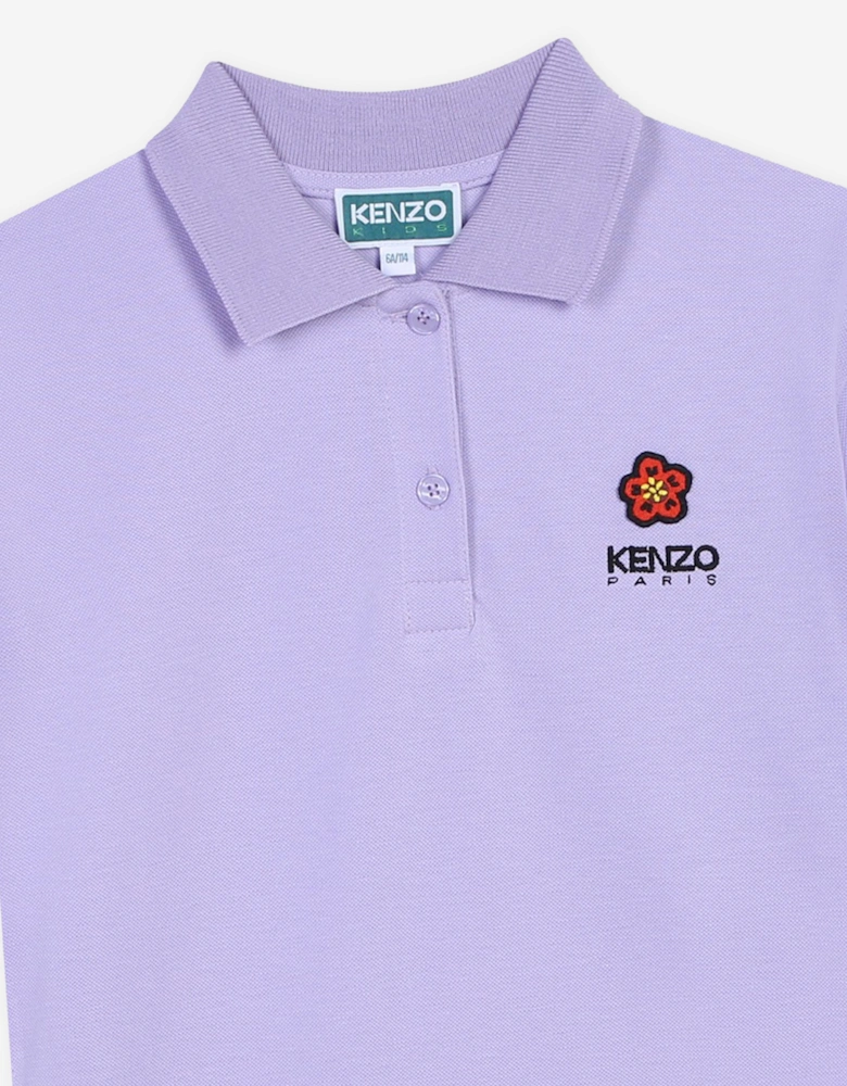 Girls Boke Flower Polo Dress in Purple