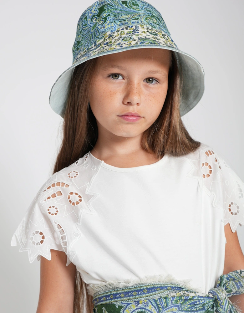 Girls Lace Sleeve T-Shirt in White