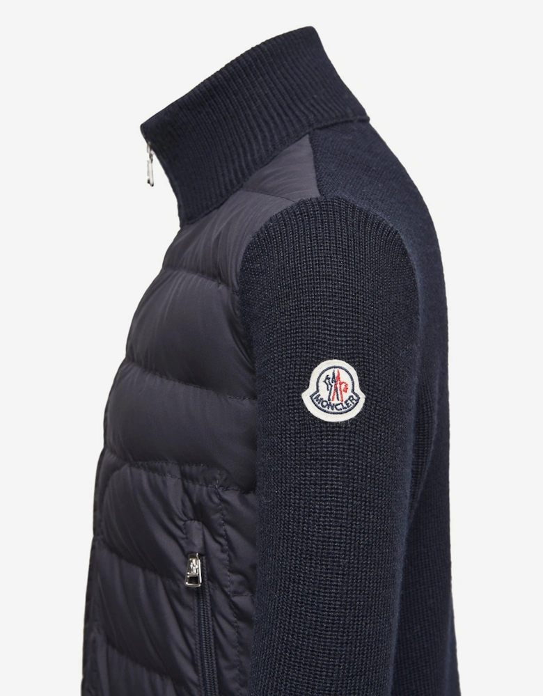 Boys Down Padded Zip Up Cardigan in Navy