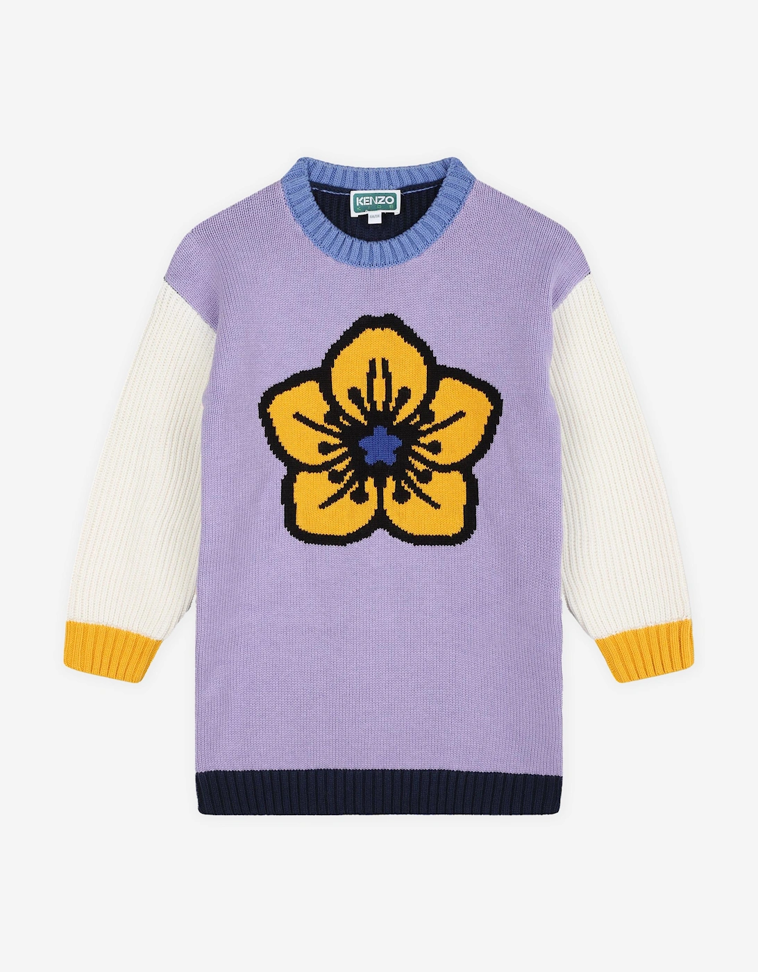 Girls Knitted Flower Dress in Purple, 6 of 5