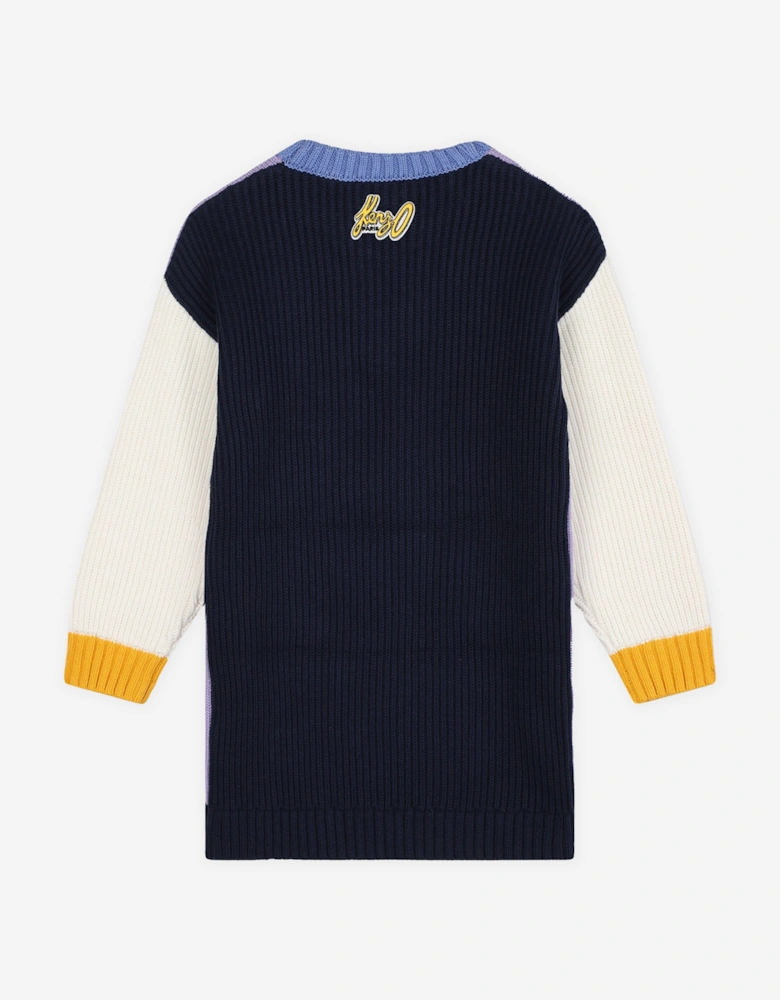 Girls Knitted Flower Dress in Purple