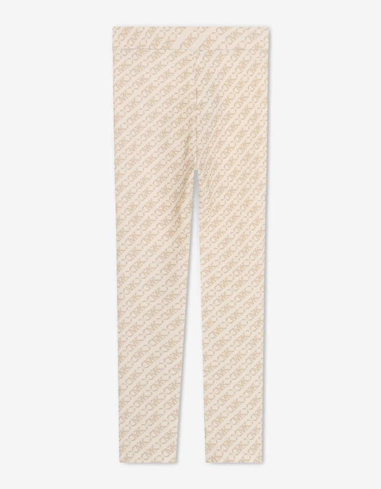 Girls Logo Leggingds in Ivory