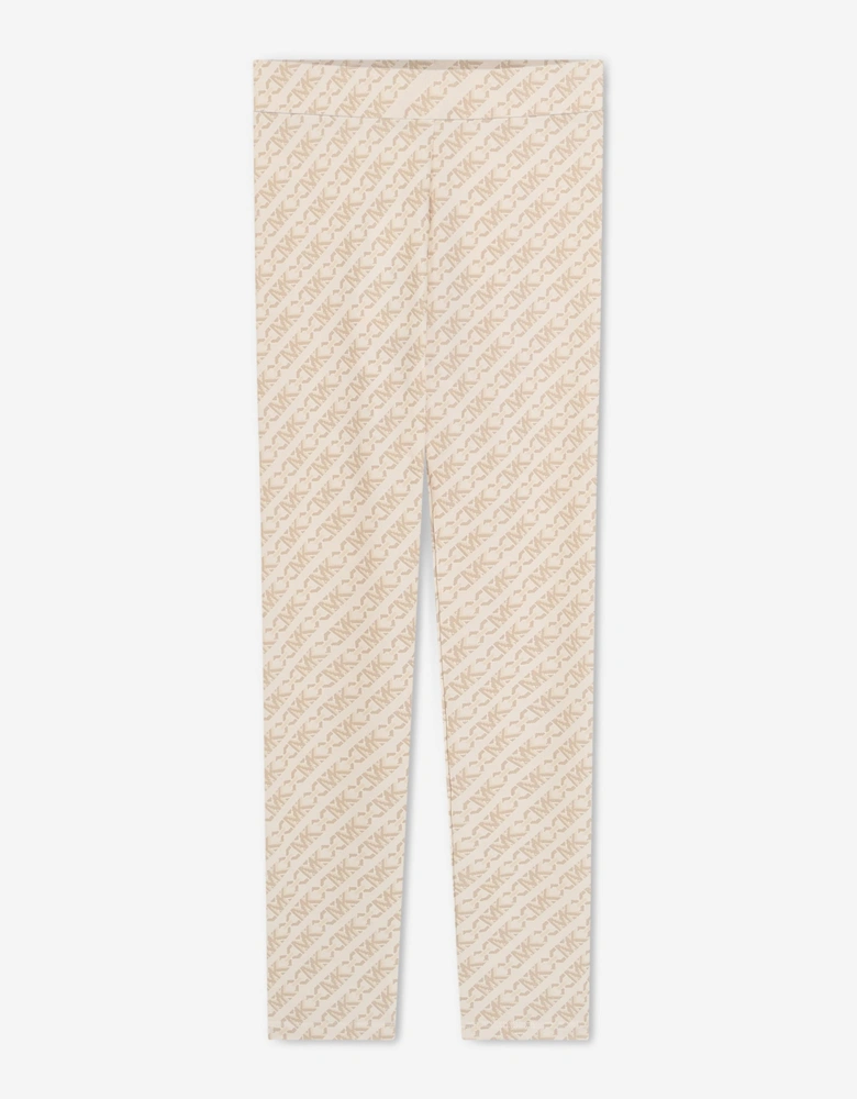 Girls Logo Leggingds in Ivory