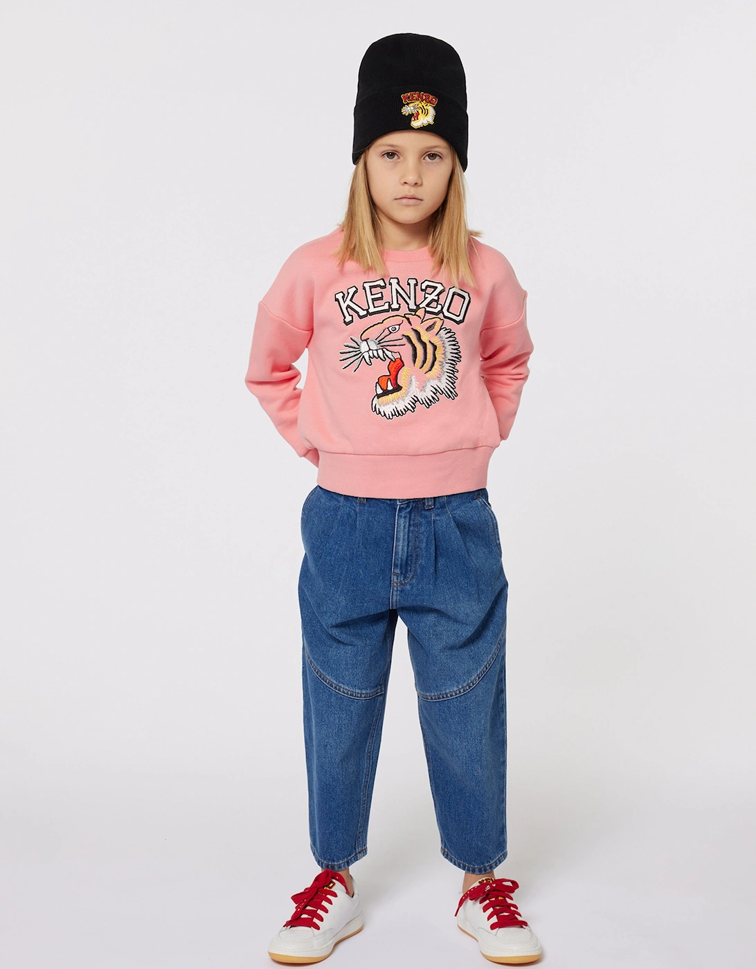 Girls Tiger Logo Sweatshirt in Pink