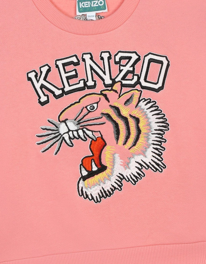 Girls Tiger Logo Sweatshirt in Pink