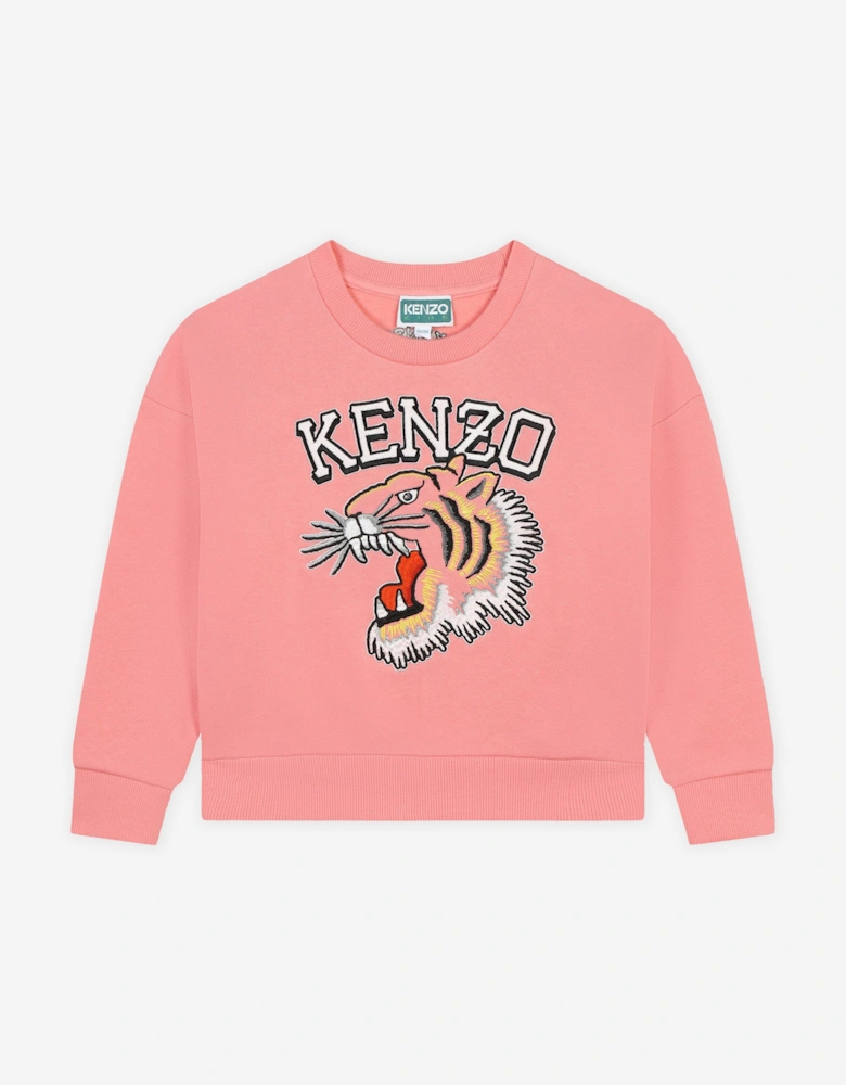 Girls Tiger Logo Sweatshirt in Pink