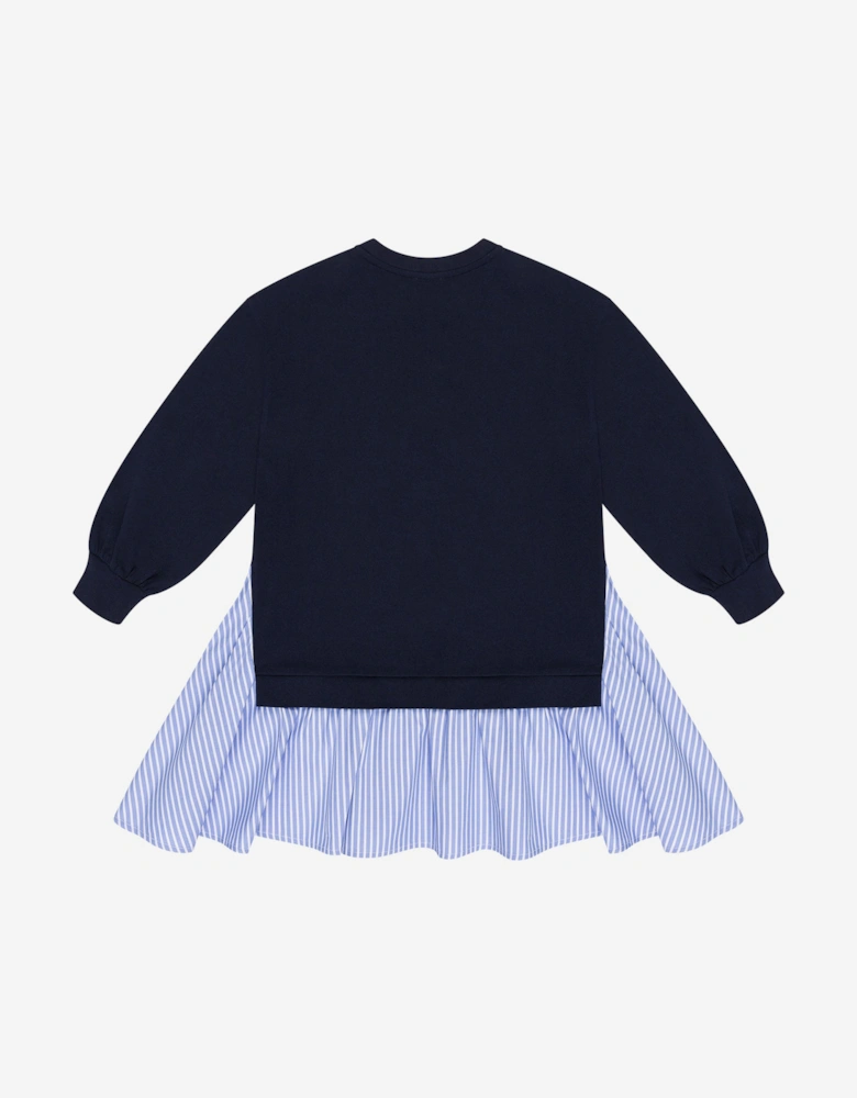 Girls Teddy Bear Logo Dress in Navy
