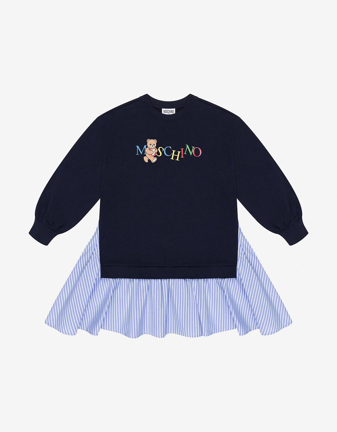 Girls Teddy Bear Logo Dress in Navy, 5 of 4