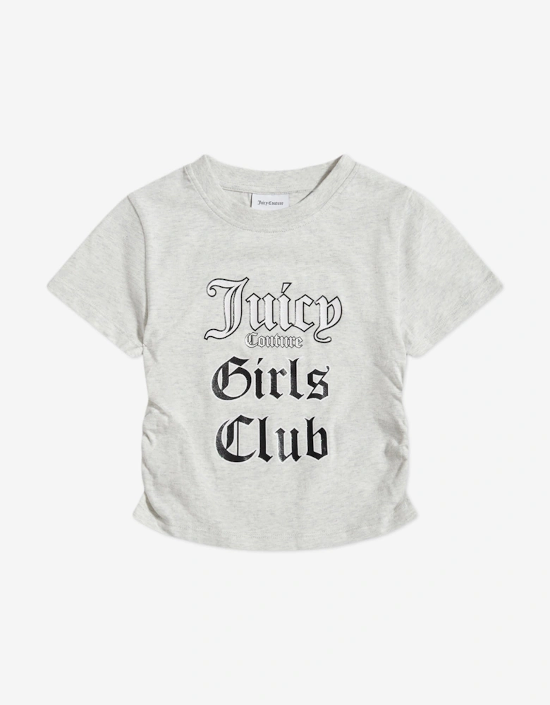 Girls Slogan T-Shirt in Grey