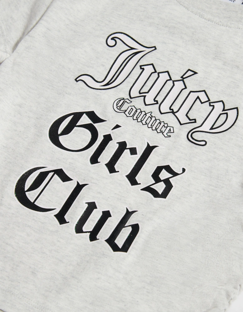 Girls Slogan T-Shirt in Grey